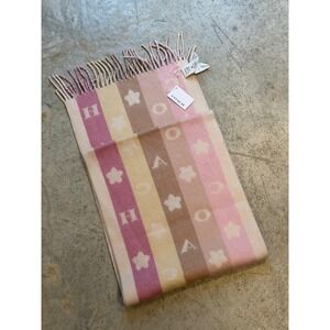 Coach Pink and Brown Striped Scarf